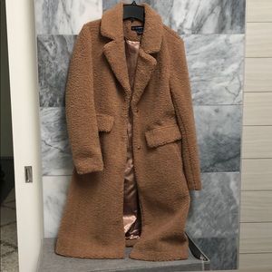 Camel teddy trench coat
